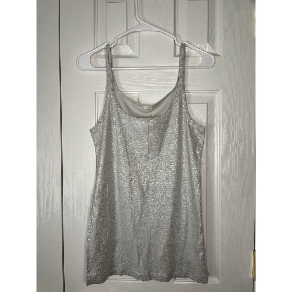 J Crew Silver Sparkly Tank Top Women Size Large NWT